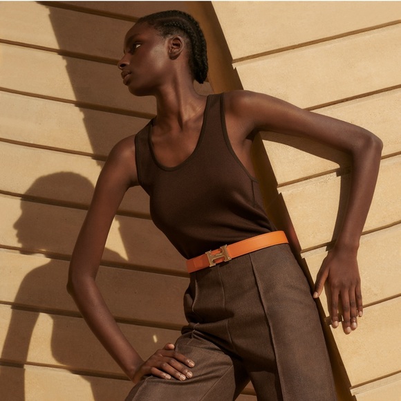 HERMES worn twice H belt buckle & Reversible leather strap 34 mm - Picture 3 of 8